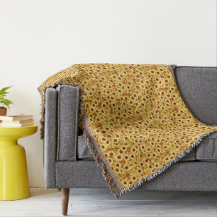 Sunflower pattern - gold, yellow and brown throw blanket