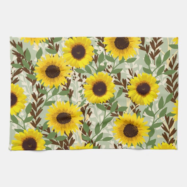 Sunflower Pattern Kitchen Towel (Horizontal)