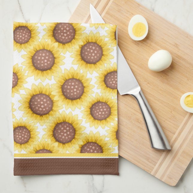 Sunflower Pattern Kitchen Towel (Quarter Fold)