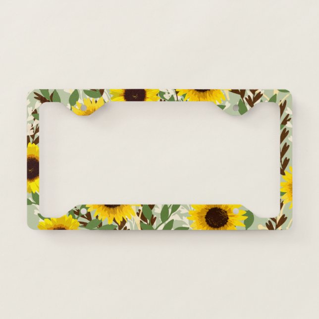 Sunflower Pattern License Plate Frame (Front)