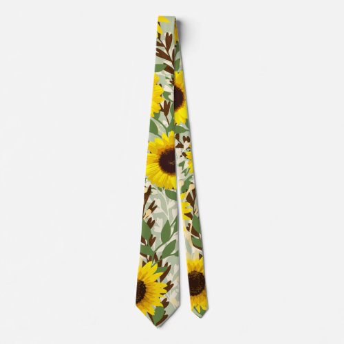 Sunflower Pattern Neck Tie