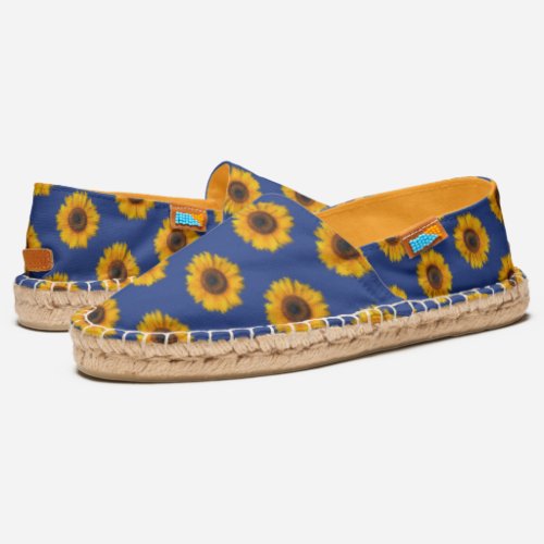 Sunflower Pattern on Blue Espadrilles