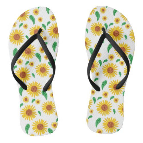 Sunflower pattern  Pair of Flip Flops