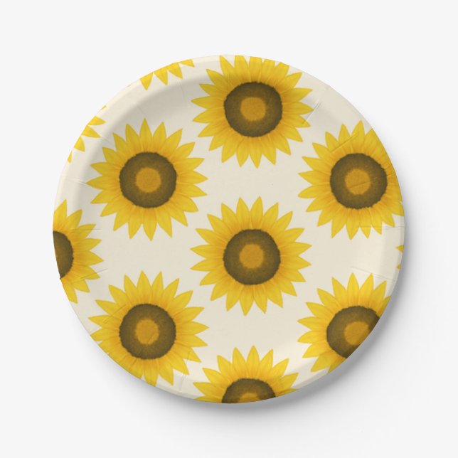 Sunflower Pattern  Paper Plates (Front)