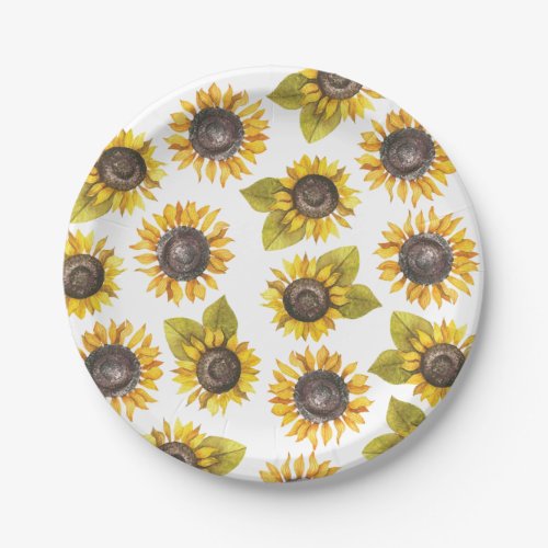 Sunflower Pattern Party Paper Plates