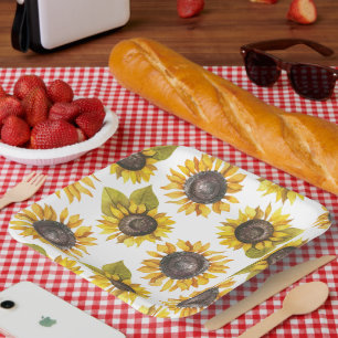 Sunflower Pattern Party Paper Plates