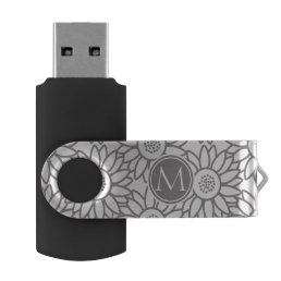 Sunflower Pattern Personalized Monogram USB Flash Drive