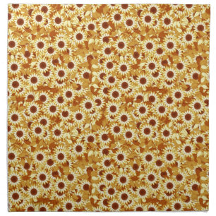 Sunflower pattern, shades of gold, yellow and brow napkin