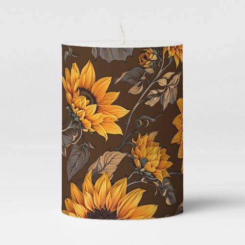 Sunflower Pattern Small Pillar Candle