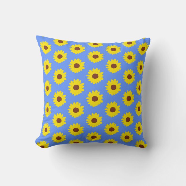 Sunflower Pattern Throw Pillow (Front)