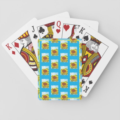 Sunflower Pattern with Clouds and Sky Poker Cards