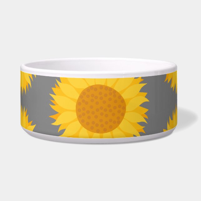 Sunflower Pattern. Yellow and Gray. Bowl (Front)