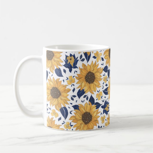 Sunflower Pattern Yellow And Green Coffee Mug (Left)