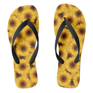 Sunflower pattern, yellow beauties, flip flops