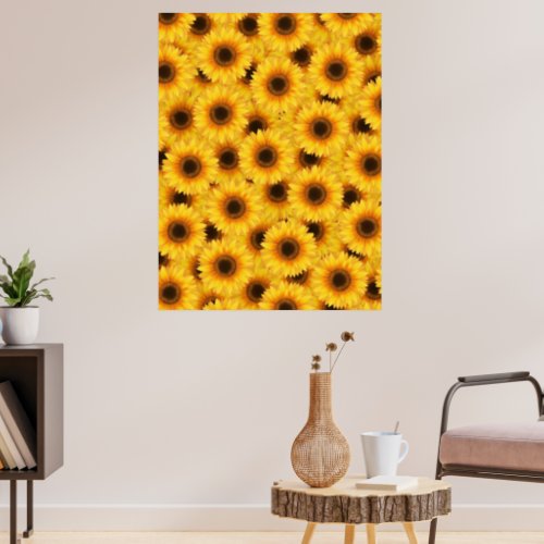 Sunflower pattern yellow beauties  poster