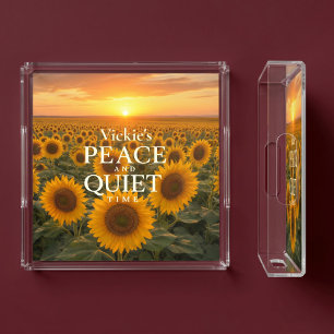 Sunflower Peace And Quiet Time Relaxing Acrylic Tray