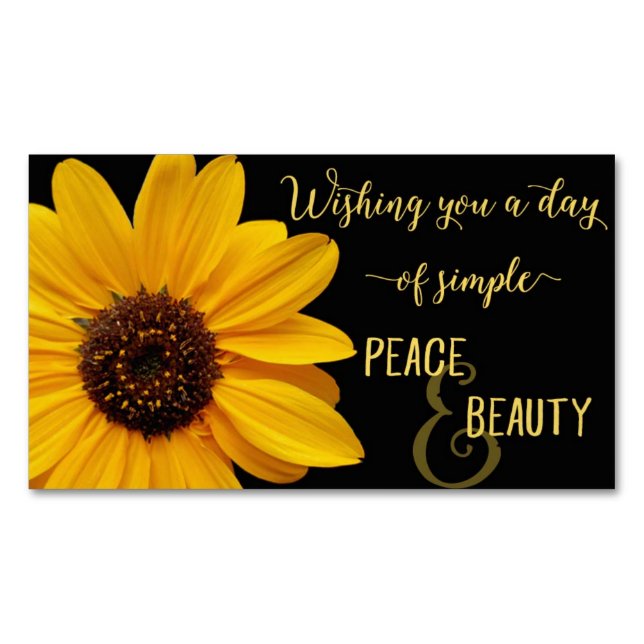 Sunflower Peace & Beauty Magnetic Business Card (Front)