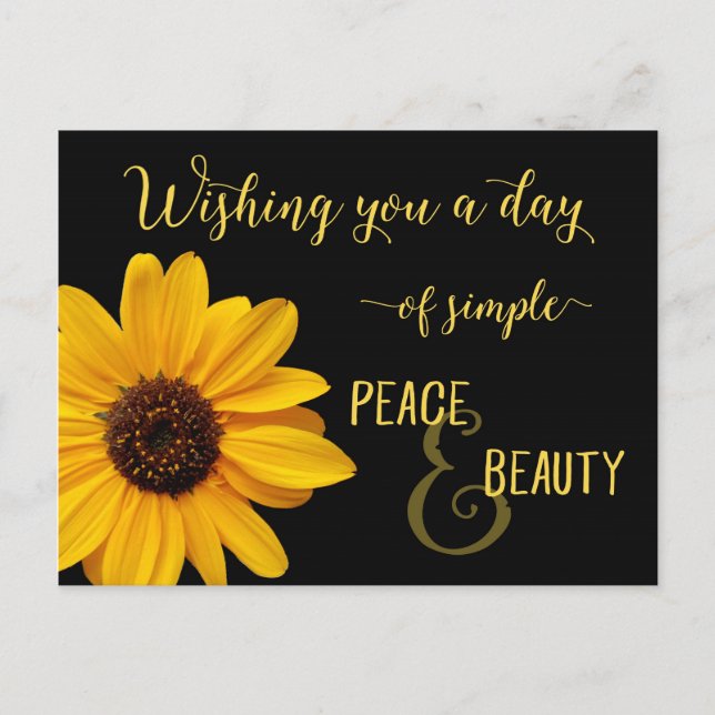 Sunflower Peace & Beauty Postcard (Front)