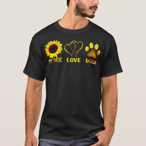 Sunflower Peace Love Dogs Hippie Women  T_Shirt