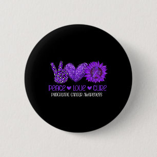 Sunflower Peace Love Pancreatic Cancer Awareness R Button