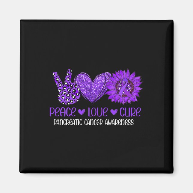 Sunflower Peace Love Pancreatic Cancer Awareness R Magnet (Front)
