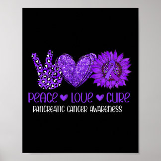 Sunflower Peace Love Pancreatic Cancer Awareness R Poster
