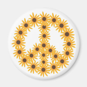 Sunflower Peace Sign Magnets