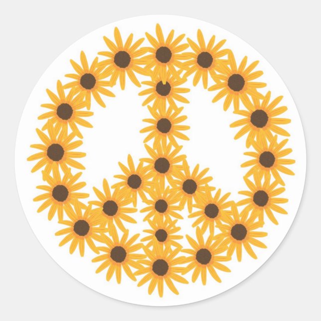 Sunflower Peace Sign Stickers by CherylsArt (Front)