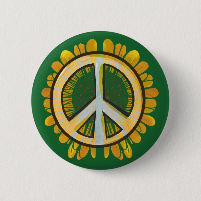 Sunflower Peace Symbol Sunflowers World Peace      Button (Front)