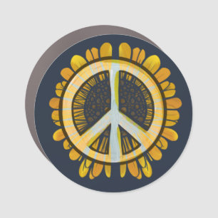 Sunflower Peace Symbol Sunflowers World Peace      Car Magnet