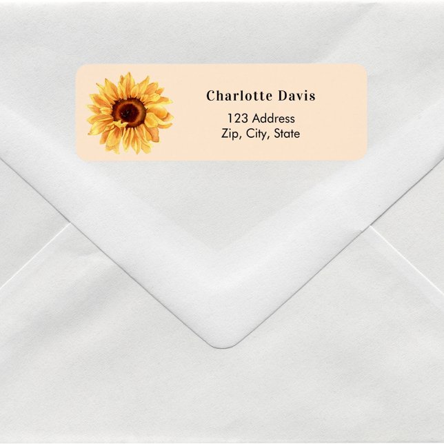 Sunflower peach return address  label (Creator Uploaded)
