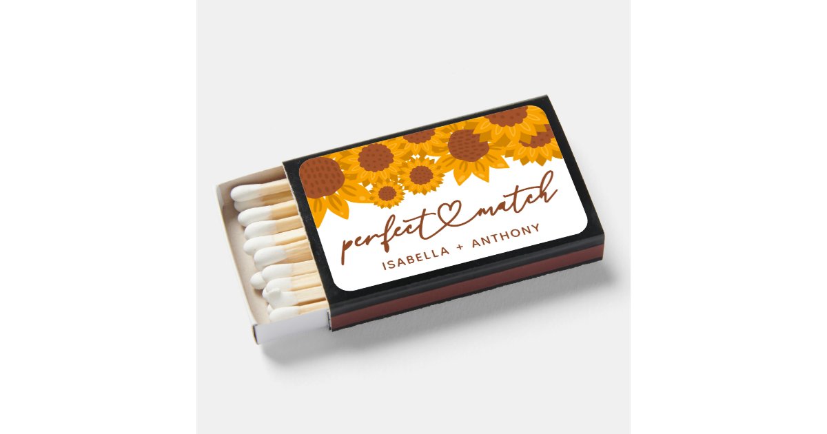 Sunflower Perfect Match Wedding Favor Matchboxes | Zazzle