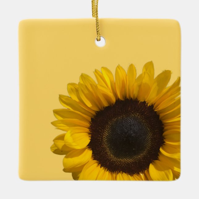 Sunflower personalize text ceramic ornament (Front)