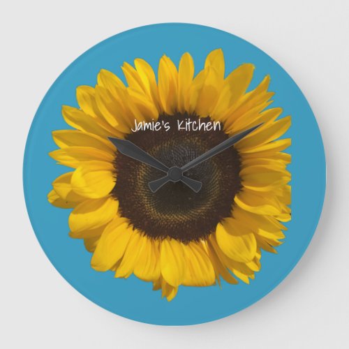 Sunflower personalize text large clock