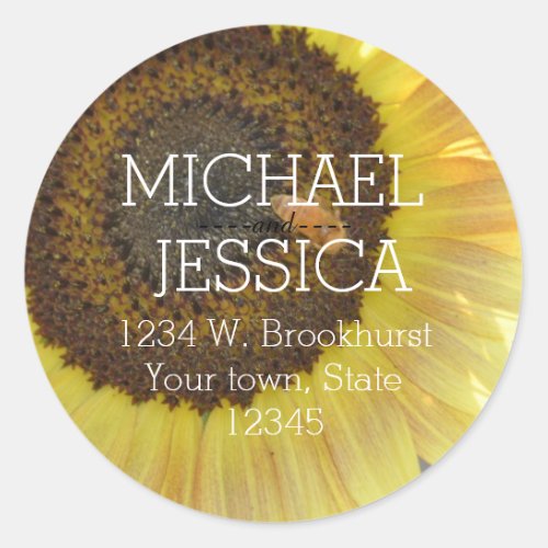 Sunflower Personalized address Classic Round Sticker