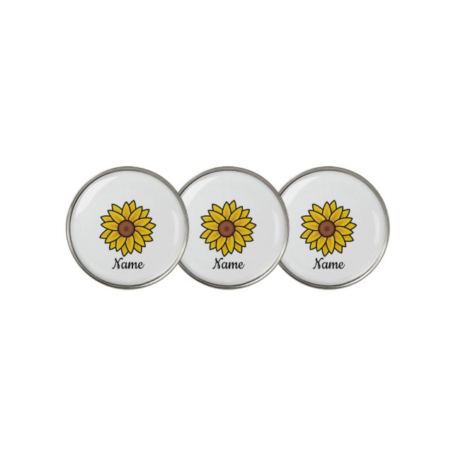 Sunflower Personalized Custom Name Golf Ball Marker (3 Up)
