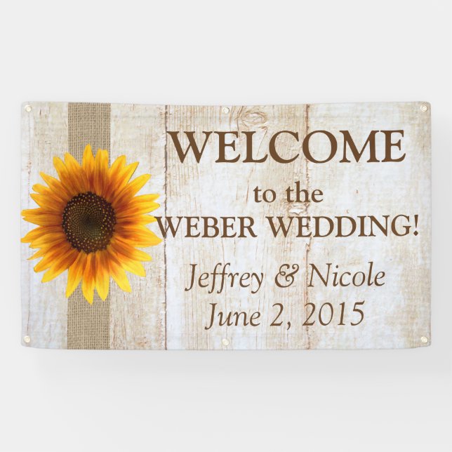 Sunflower Personalized Custom Wedding Banner (Horizontal)