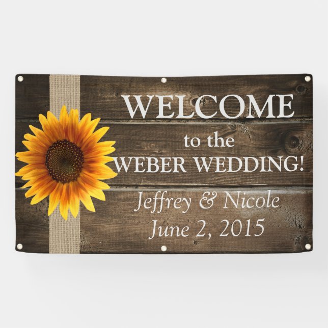 Sunflower Personalized Custom Wedding Banner (Horizontal)