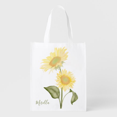 Sunflower Personalized Grocery Bag