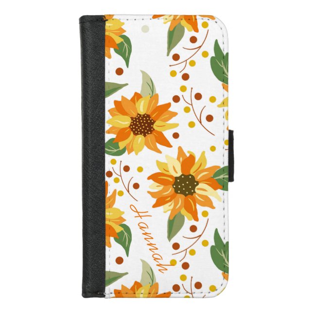 Sunflower Personalized  iPhone Wallet Case (Front)