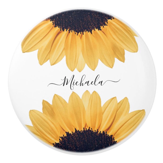 Sunflower Personalized Name Ceramic Knob (Front)