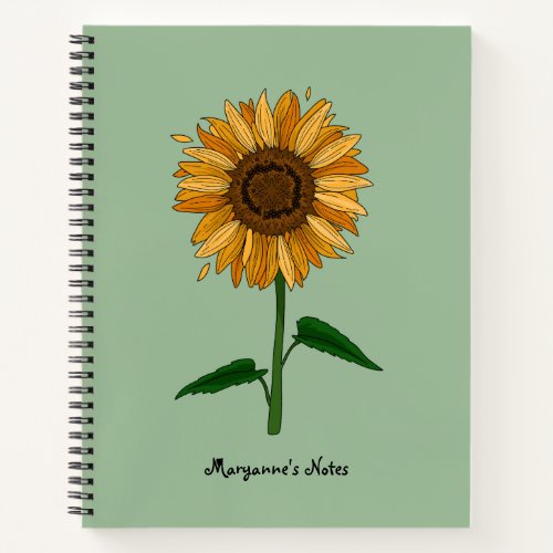 Sunflower Personalized Name  Message Notebook