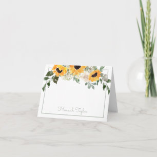 Sunflower Personalized Name Note Card