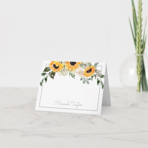 Sunflower Personalized Name Note Card