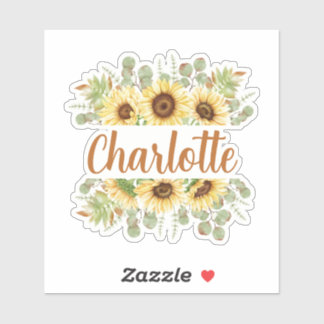 Sunflower Personalized Name Sticker