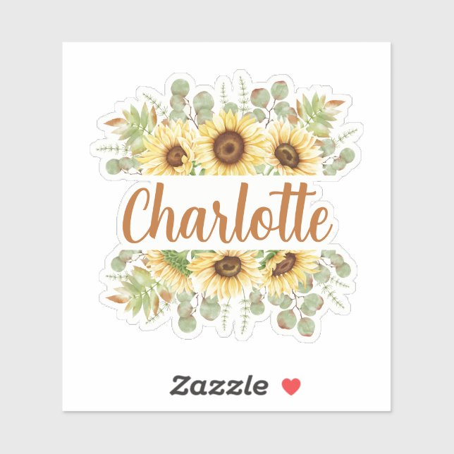 Sunflower Personalized Name Sticker (Sheet)