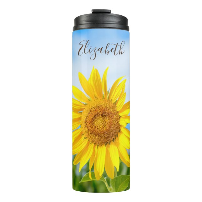 Sunflower Personalized Name Thermal Tumbler (Front)