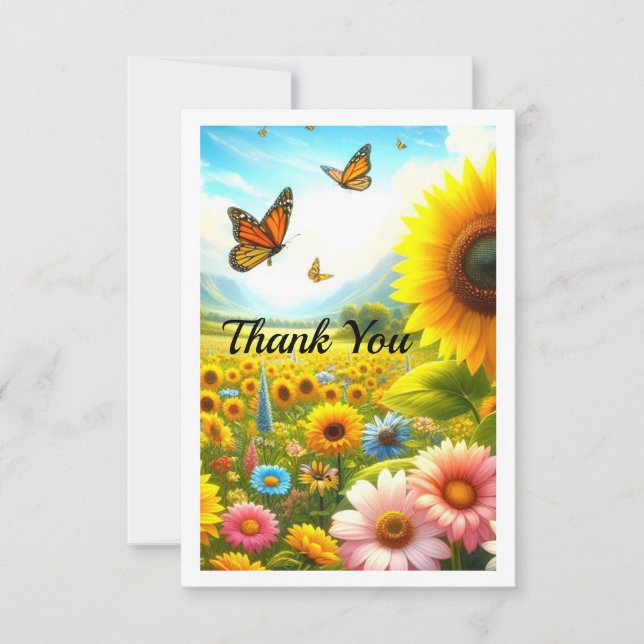 Sunflower Personalized Neighbor Thank You Card (Front)
