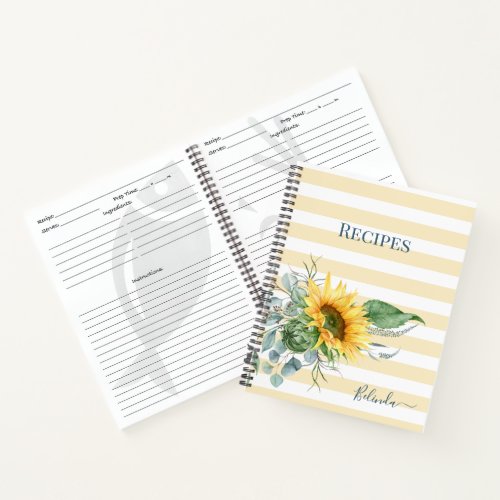 Sunflower Personalized Recipe Book