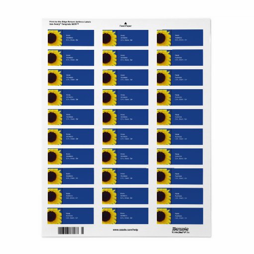 Rustc Sunflowers Prntable Return Address Labels, Personalzed 2 5/8 X 1 Address Labels